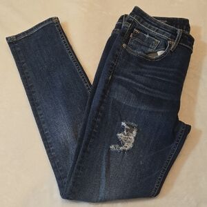 Vigoss Dark Blue Distressed Skinny Jeans Size 28 Waist (US 6) Length 25